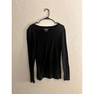 Perfect Long Sleeve Black Fitted Tee Shirt Womens Casual Basic Top